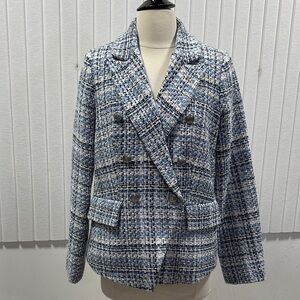 Rachel Zoe Blue and White Tweed Blazer